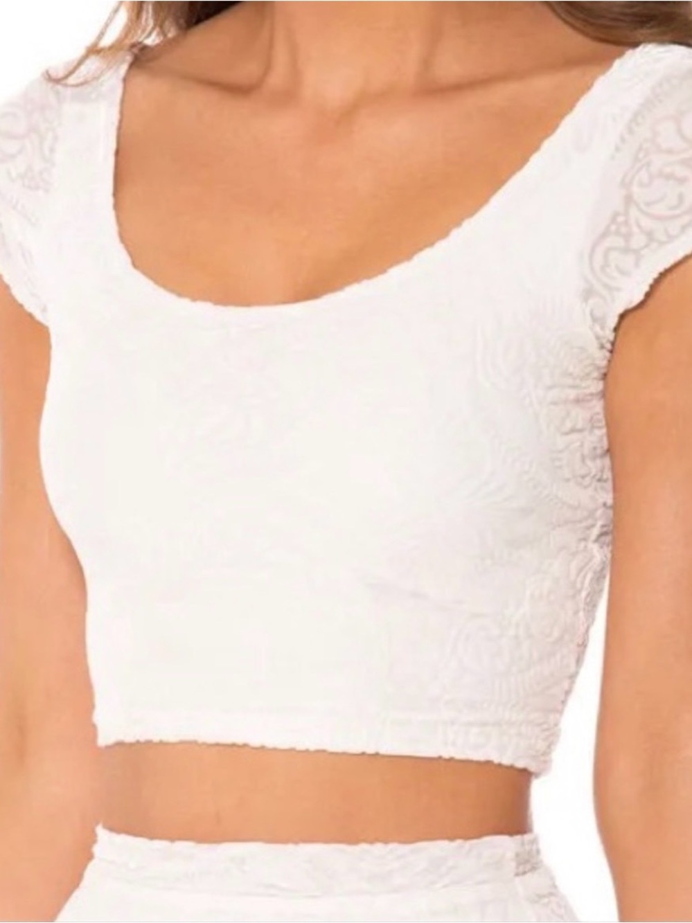 Blackmilk White crushed velvet crop top